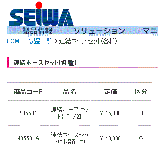 435501 連結ホースセット【1”1/2】 SEIWA 精和産業(SEIWA) 【送料無料