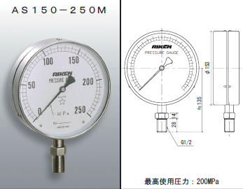 画像1: AS150-250M-U RIKEN 200MPAシリーズ  理研機器(リケン)    【送料無料】【激安】【セール】